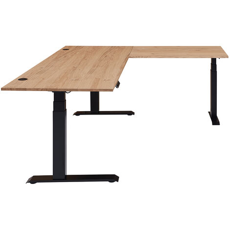 Winkelschreibtisch, höhenverstellbar 64-129cm, Altesche, SARINA-36