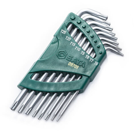 Winkelstiftschlüssel-Satz, Torx mit Stirnlochbohrung, extra lang, 8-tlg.