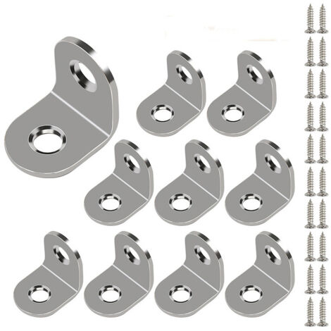Winkelverbinder, 10 Stück Edelstahl Metallwinkel 90 Grad mit 10 Schraube, Eckwinkel Metall für Holz, Regale, Möbel, Schränke, Schreibtisch (20 x 20 x 16 mm)