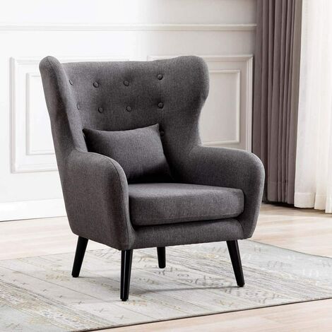 Winslow Wing Back Occasional Fabric Lounge Accent Chair Living Room Armchair w Stool