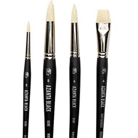 Winsor & Newton azanta Black pennello per olio e acrilico colore, Legno, trasparente, Set: 4 Pinsel