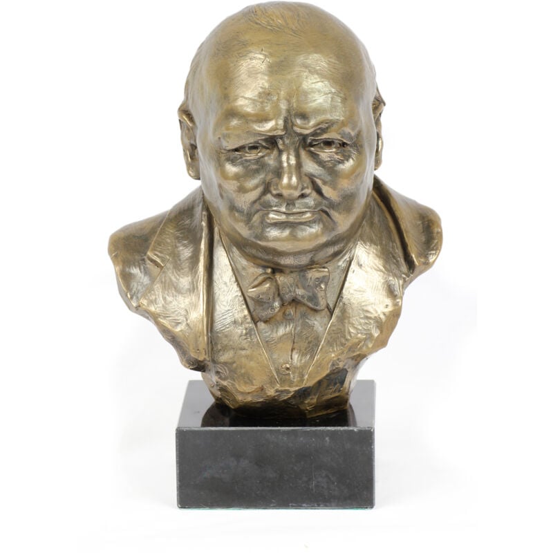 Winston Churchill - Buste sur marbre, statuette d'un personnage célèbre, décoration pour bureau, école et hôtel par Art-Dog