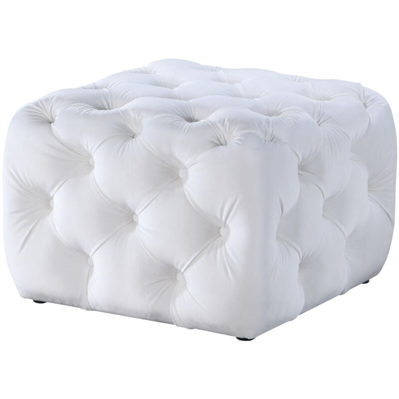 Mobilier Deco - winston - Pouf carré capitonné en velours blanc
