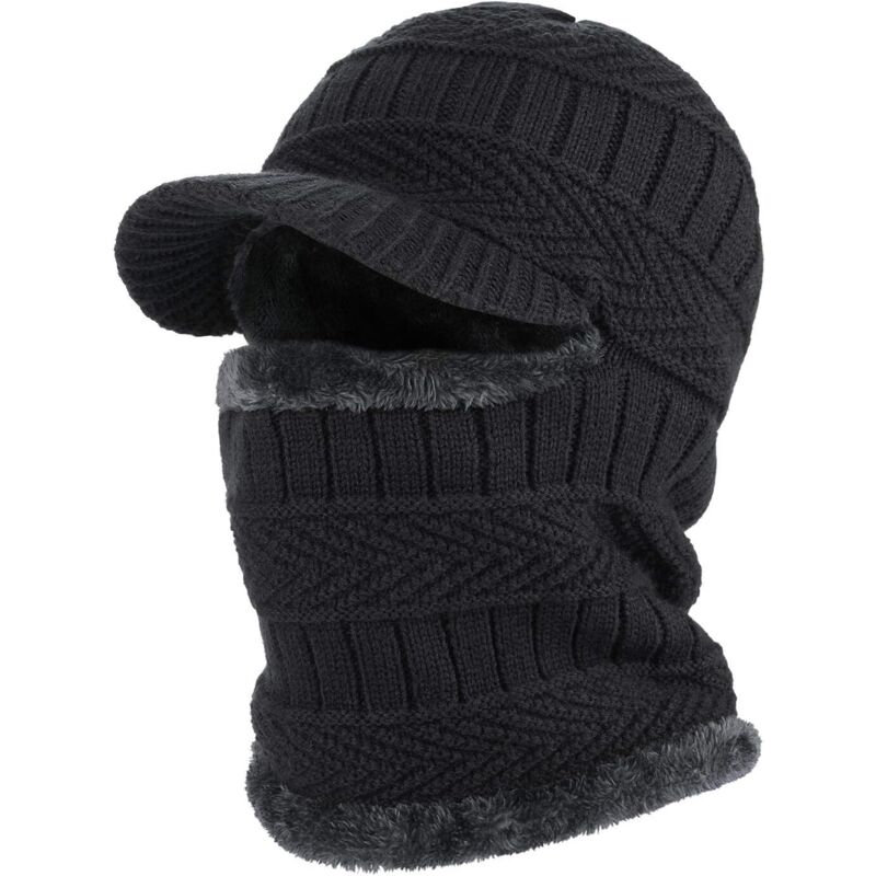 Winter Beanie Knitted Balaclava Hat with Flexible Neck Warmer, Unisex Windproof Ski Warm Face Mask for Outdoor Sports