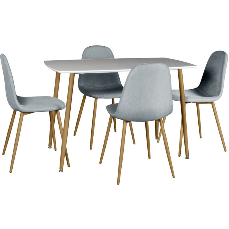 Altobuy - WINTER - Ensemble Table + 4 Chaises Gris Clair - Gris clair