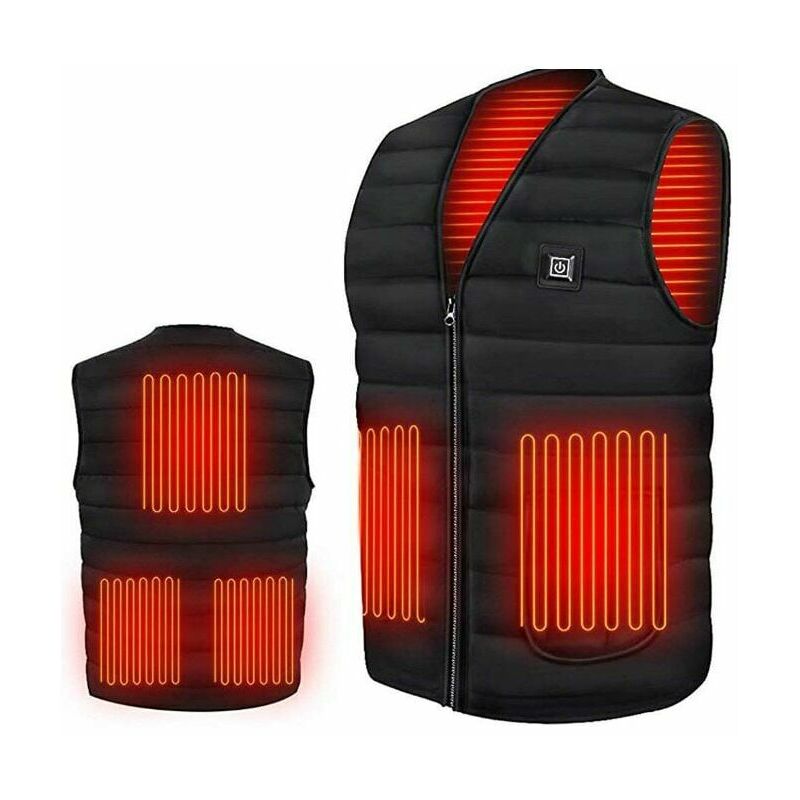 Winter Five heated clothes Smart heated vest warm clothing hot heating jacket rechargeable USB, black-xxl