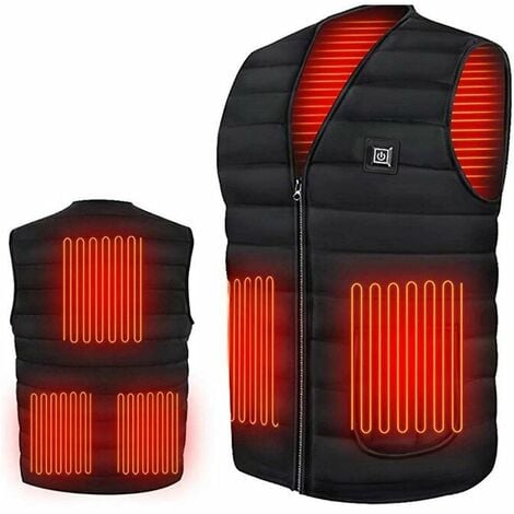 SWYEOOT Winter Five heated clothes Smart heated vest warm clothing hot heating jacket rechargeable USB, black-xxl