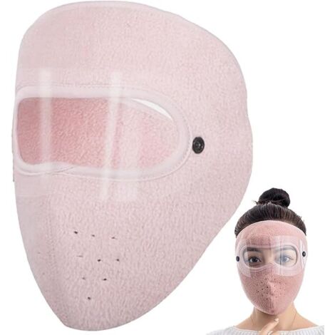 Winter-Gesichtsmaske, 2-teiliges Set, Fleece mit transparenter Schutzfolie für die Augen, winddichte Winter-Gesichtsmaske für Damen