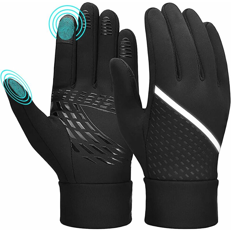 Winter Sports Cycling Gloves Kids Thermal Fleece Lining Windproof Waterproof Non-Slip Touch Screen Gloves Boys Girls Balance Bike Gift 10-12 Years
