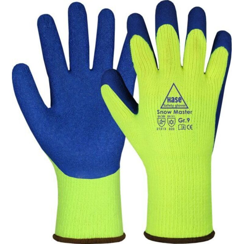 10 Paar Hase® Snow master Winterhandschuhe neon-gelb/blau 9