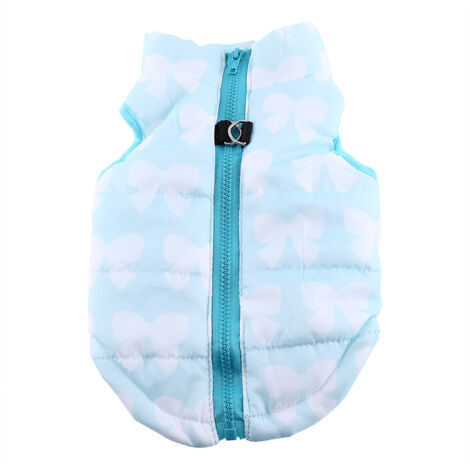Winterjacke für Yorkshire Terrier mit Fliege - Weiche, warme Hundebekleidung (Hellblau, Größe S)