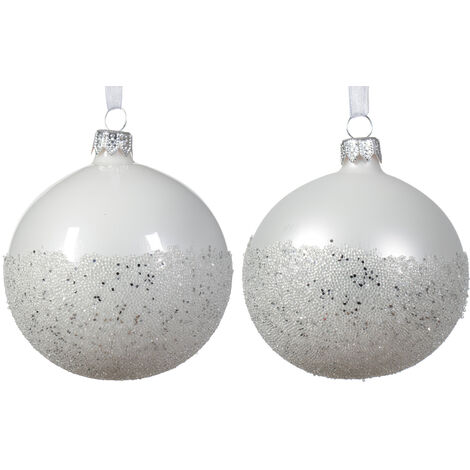 Winterliches mattes emailliertes Glas-Weihnachtskugelset mit zweifarbigen Hintergründen, 8 cm Durchmesser