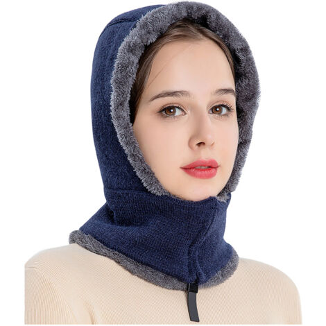Wintermütze mit integriertem Nackenwärmer – Fleecefutter – Winddicht – Zum Skifahren und Radfahren – Für Damen und Herren