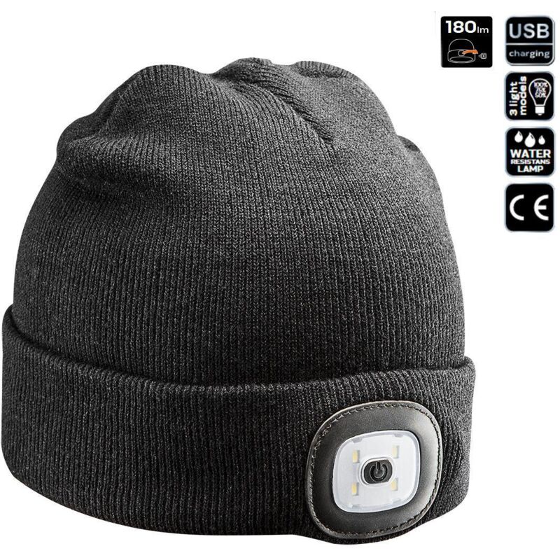 Wintermütze mit 4 LED Taschenlampe - wiederaufladbar