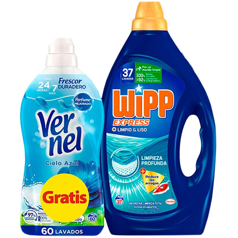 Wipp Pack Détergent Smooth Clean Gel 37 + Vernel 60 Lavages - Wipp
