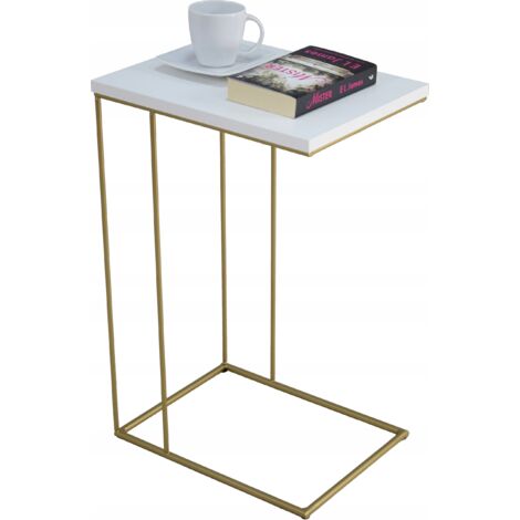 Wire Beistelltisch Gold Weiß Matt