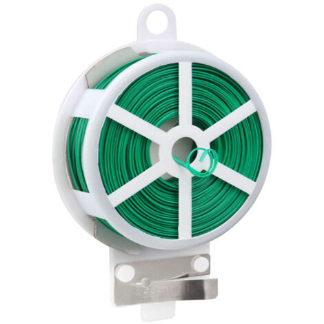 Wire dispenser with integrated cutter for plants and garden (50 m) Green
