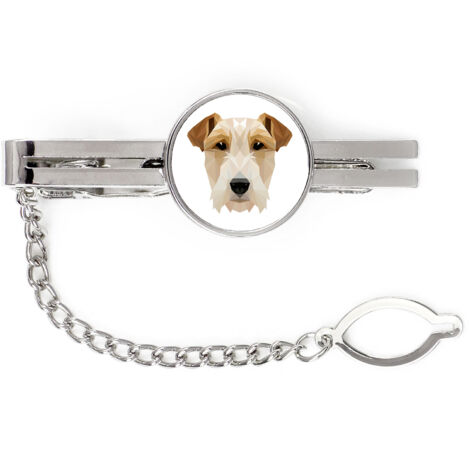 Wire Fox Terrier - geometrische Krawattenklammer mit Foto und Aufschrift Art-Dog