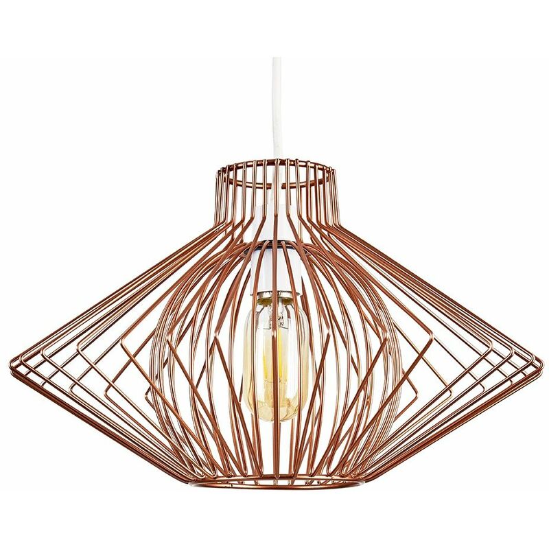 Sinat Wire Frame Ceiling Pendant Light Shade - Copper - No Bulb