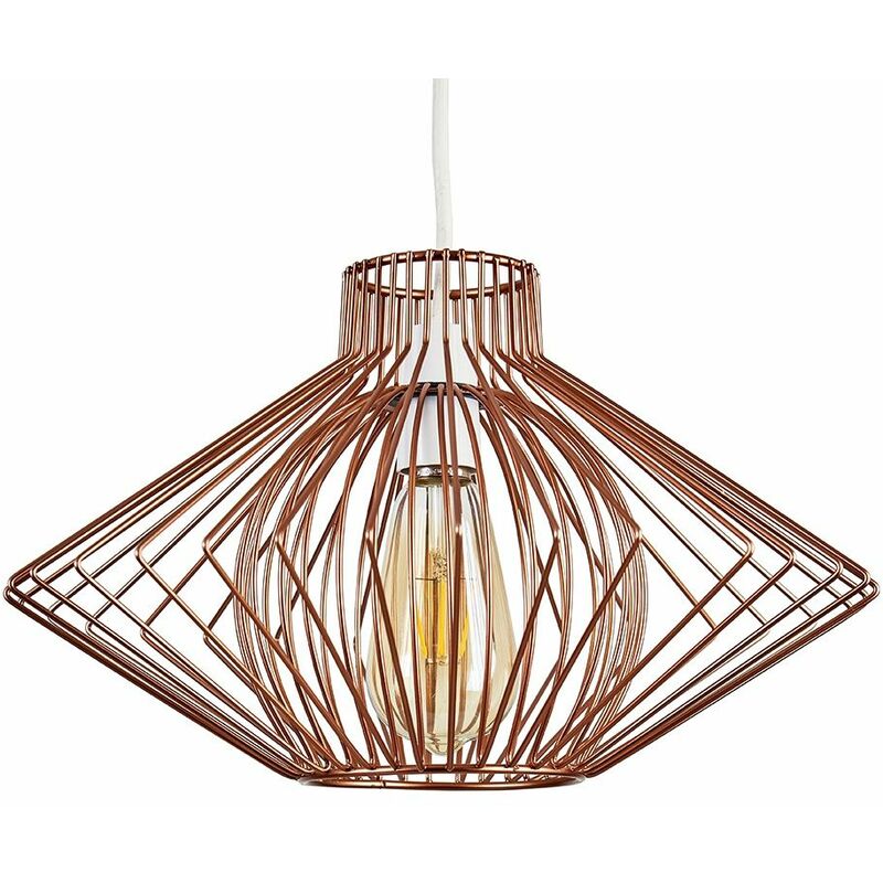 Sinat Wire Frame Ceiling Pendant Light Shade - Copper - Including LED Bulb