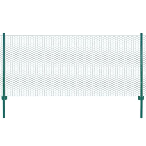 Wire Mesh Fence with Posts Steel 25x1 m Green vidaXL