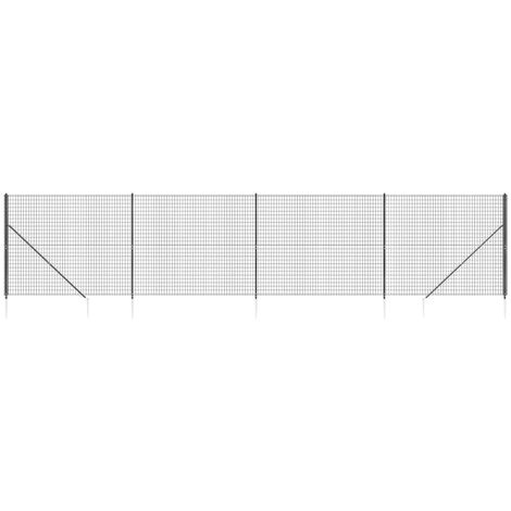 Wire Mesh Fence with Spike Anchors Anthracite 1.4x10 m vidaXL