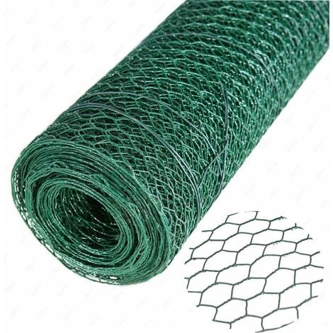 Wire Mesh Fencing Green PVC Coating Waterproof Netting, 0.6M x 50M, Wire Thickness 20 Gauge, Welded Poultry Chicken Rabbit Small Animal Fence Barrier Garden Fence, Easy to Cut