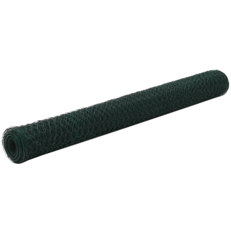 Vidaxl - Chicken Wire Fence Steel with pvc Coating 25x1.2 m Green