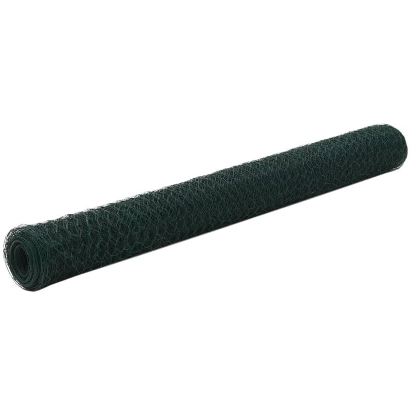 Chicken Wire Fence Steel with pvc Coating 25x1.2 m Green Vidaxl