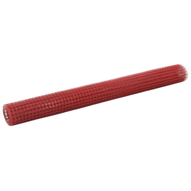 Vidaxl - Chicken Wire Fence Steel with pvc Coating 10x1.5 m Red