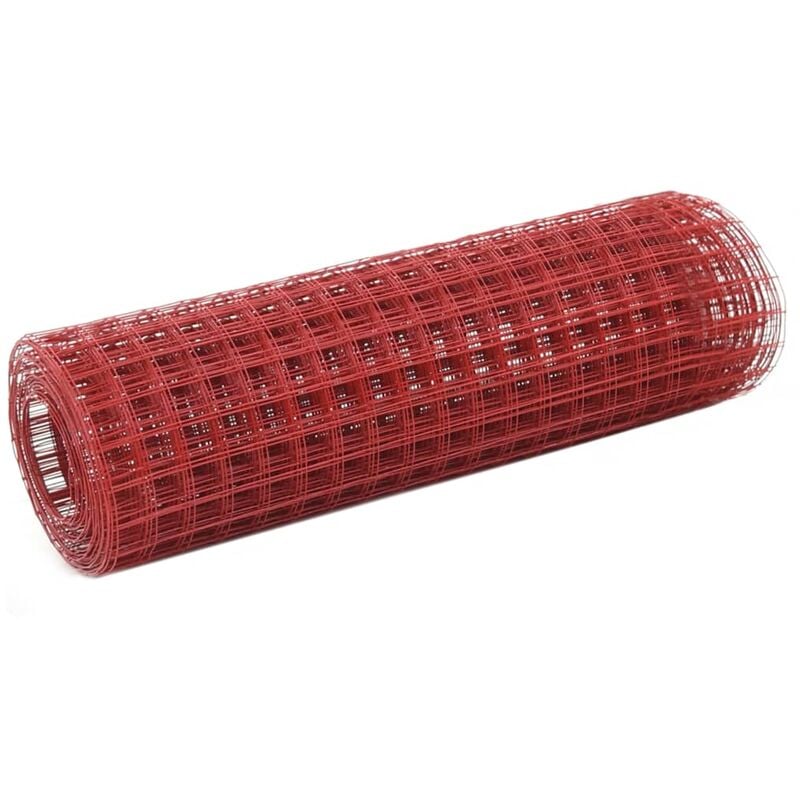 Vidaxl - Chicken Wire Fence Steel with pvc Coating 25x0.5 m Red