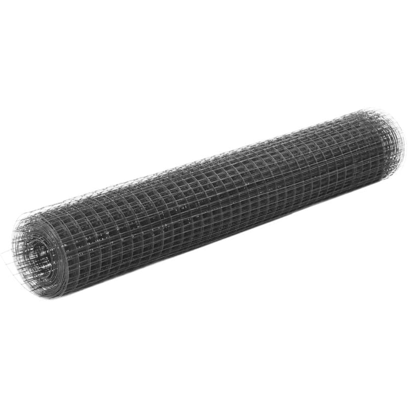 Vidaxl - Chicken Wire Fence Steel with pvc Coating 10x1 m Grey