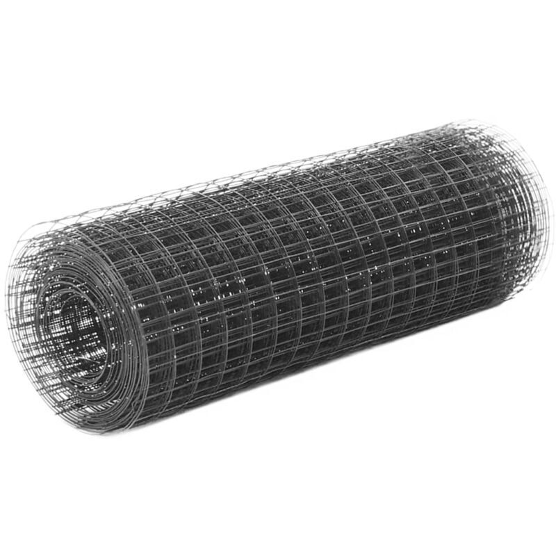 Vidaxl - Chicken Wire Fence Steel with pvc Coating 25x0.5 m Grey