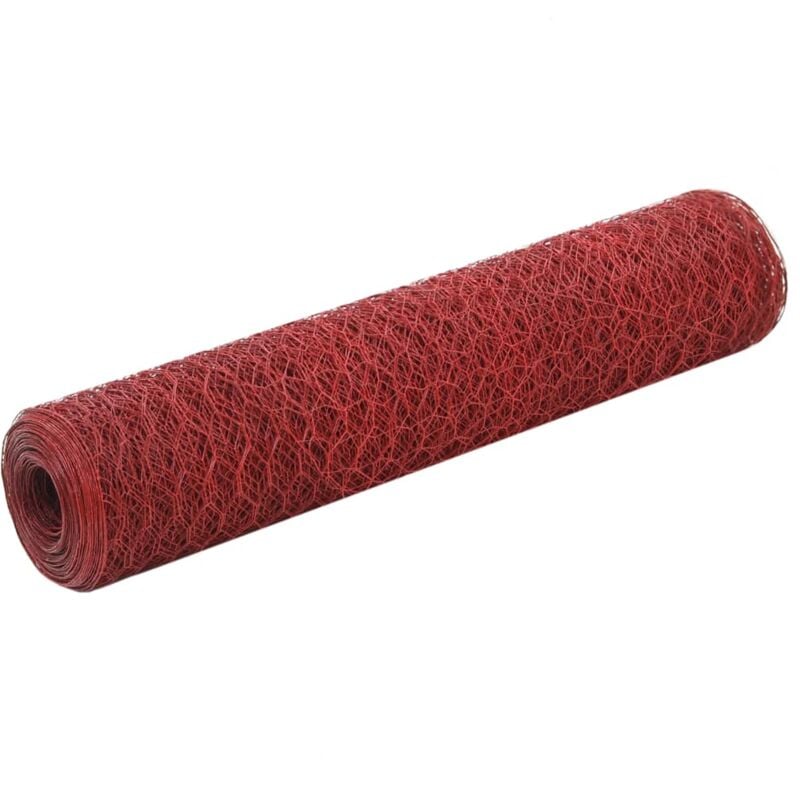 Vidaxl - Chicken Wire Fence Steel with pvc Coating 25x0.75 m Red