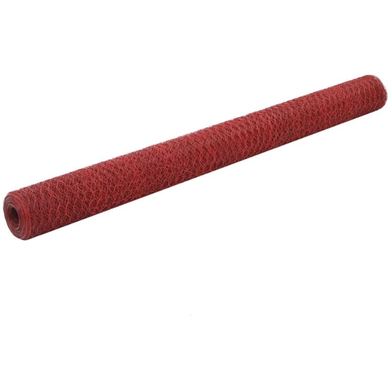 Vidaxl - Chicken Wire Fence Steel with pvc Coating 25x1.5 m Red