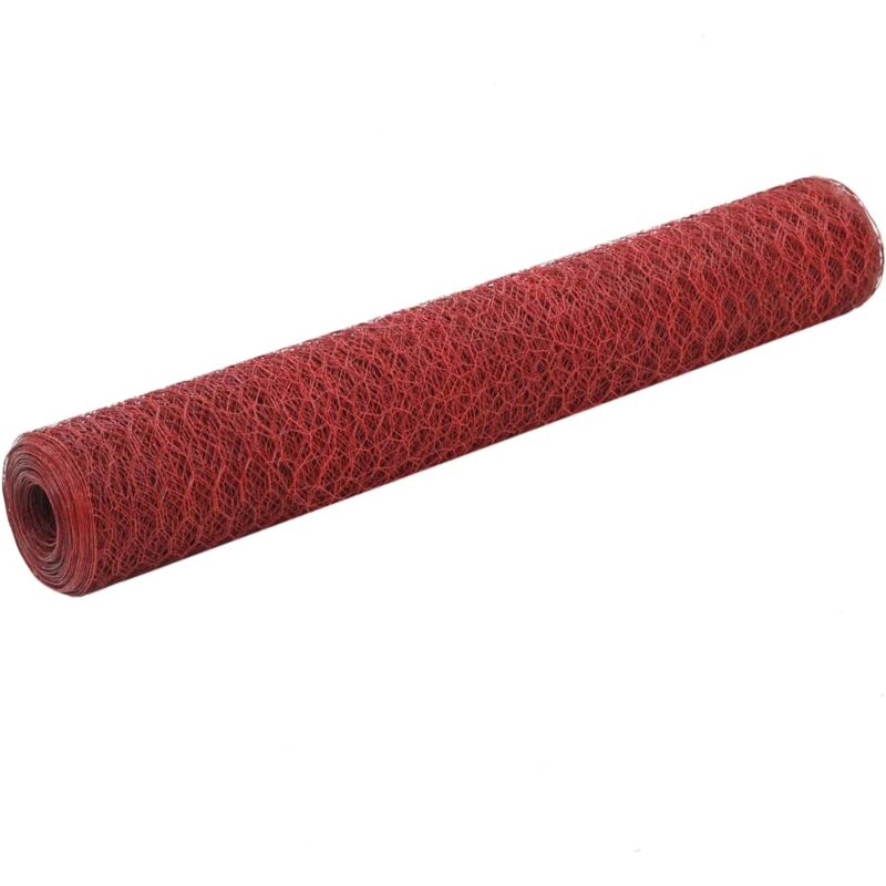 Vidaxl - Chicken Wire Fence Steel with pvc Coating 25x1 m Red