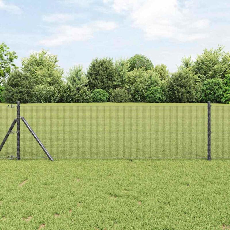 Welded Wire Fence Grey 0.4 X 25 M Steel Vidaxl