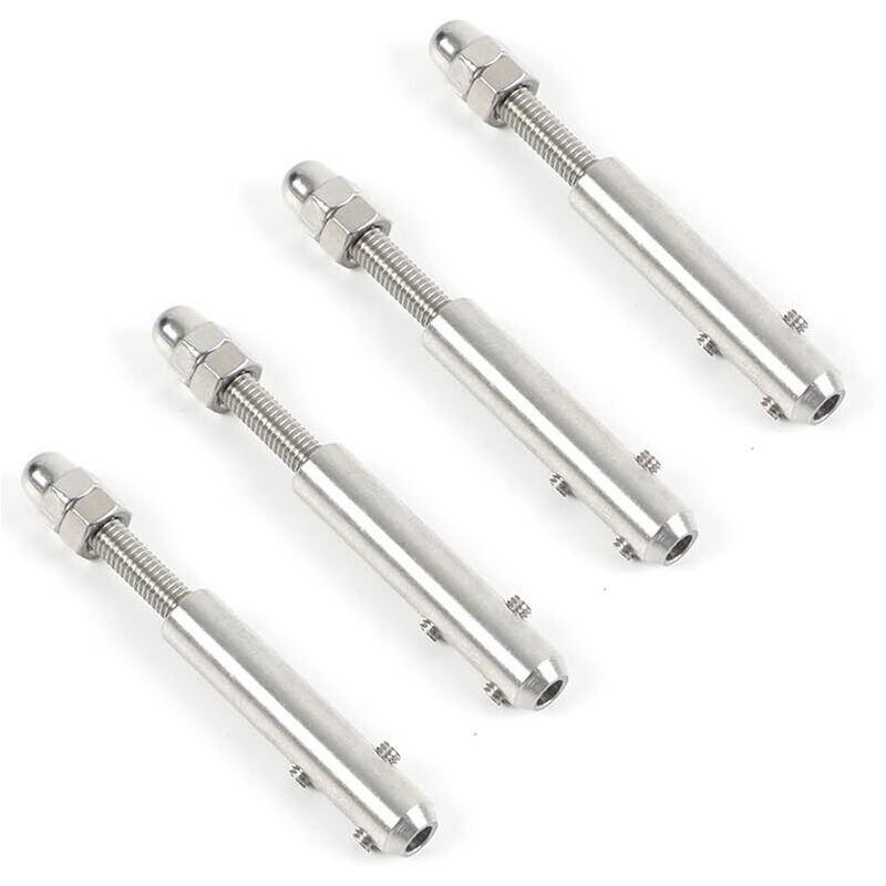 Wire Rope Terminal, Screw Terminal for 4mm Wire Rope - 4 Pieces and L-Key - Wire Rope Tensioner, Stainless Steel Cable Tensioner for Guying Fixing