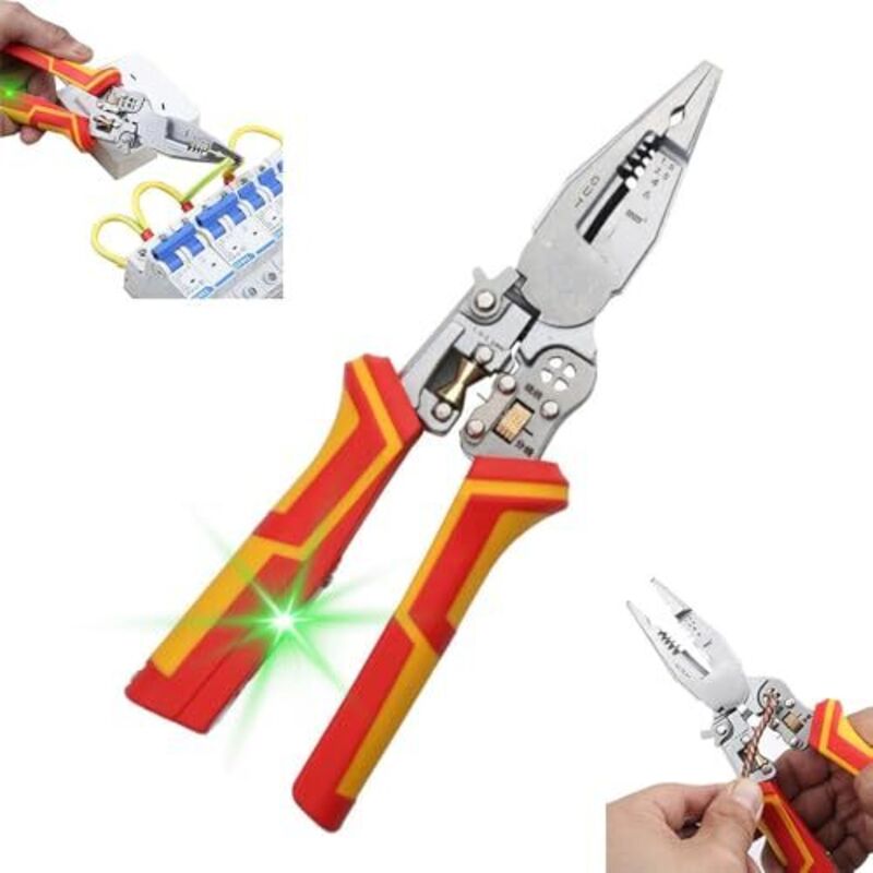 Wire stripper with current measuring function, 9-in-1 electrician's pliers, multi-functional pliers for electricians, multi-functional wire stripper,