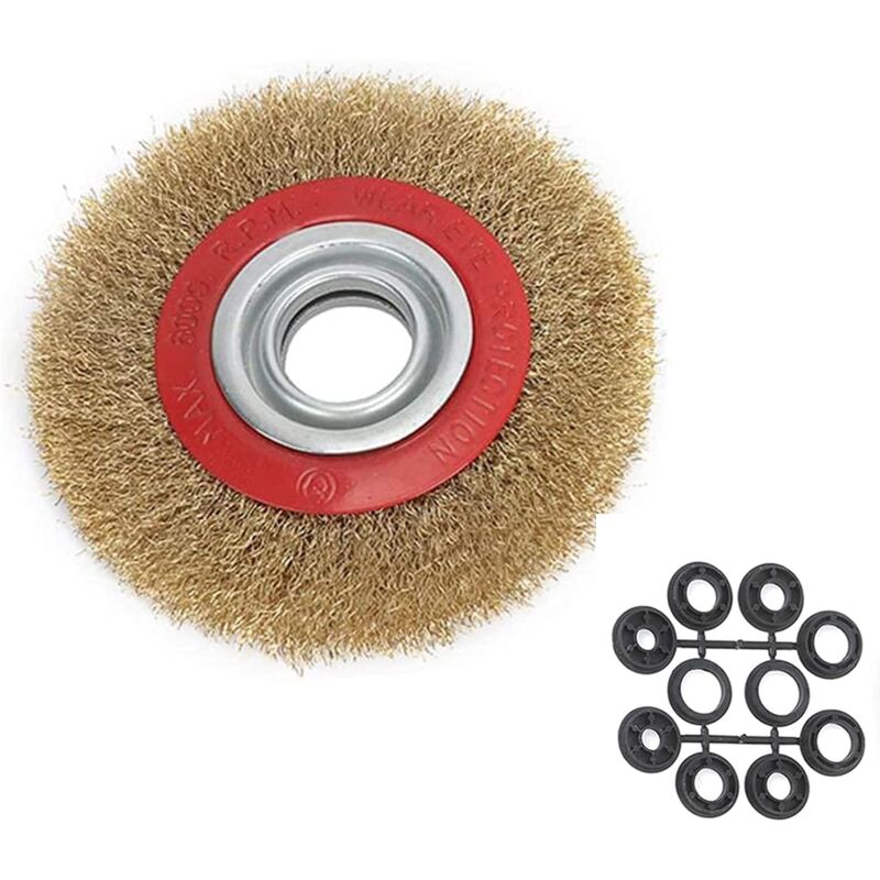 Wire Wheel 6 Inches 150mm Wire Wheel for Bench Grinder Polishing and 10pc Reducer Fixed Ring Wheel Brush Wire Round Steel Cleaner