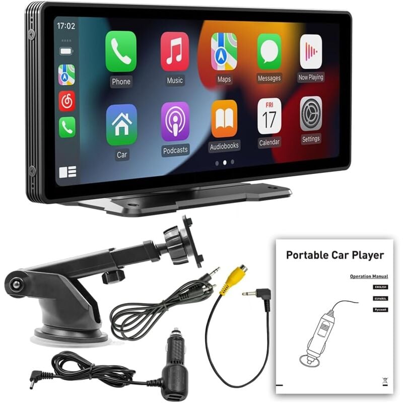 Wireless CarPlay Screen & Android Auto for Car Stereo, 10.26-inch HD Touch Screen MP5, IPS Screen Radio with BT 5.0/Mirror Link/FM//TF/AUX/Type-C/SD,