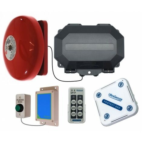 Wireless Commercial Bell Kit inc H/Duty Push Button & Loud Bell (adjustable duration) & Additional Chime Receiver [006-3330]