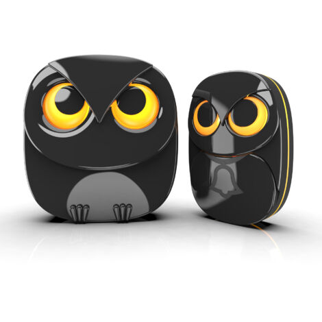 Wireless Doorbell, Cute Owl Doorbell, Weatherproof IP55 Outdoor Remote Control Button, 1000ft Long Wireless Range, 35 Classic Melodies Optional, 5 Levels of