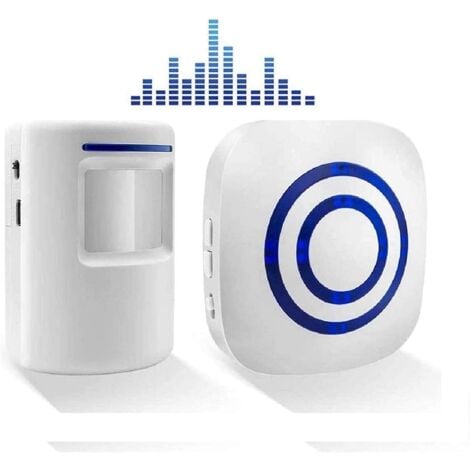 Wireless doorbell, electric doorbell set with 1 receiver and 1 PIR motion detector, visitor alarm sensor, security alarm with 38 melodies at 3 volume levels