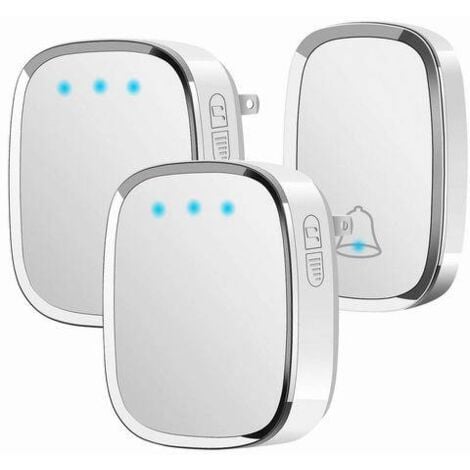 Wireless Doorbell Outdoor Waterproof IP44, Door Bell 300 Meters, Chime Kit with LED Flash, 1 Transmitter and 2 Receiver, 5 Volume Levels, 36 Melodies