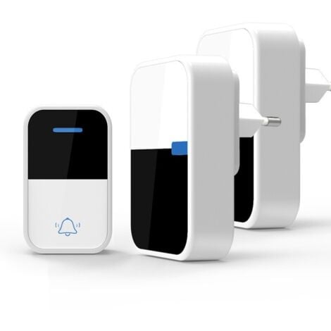 Wireless Doorbell Self-Powered No Battery Waterproof Door Bell 38 Ringtone Push Button Receive Call Bell Remote Control Wireless Outdoor Electronic Doorbell Pager Ring Home Chime(1 Button 2 Receiver)