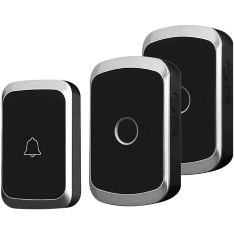 Wireless Doorbell, Smart Home LED Doorbell, 1 Doorbell and 1 Button Within 300 Meters, Black