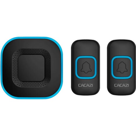 Wireless Doorbell, Smart LED Doorbell for Home, 1 Doorbell, 2 Buttons, Black