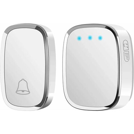 Wireless Doorbell, Waterproof Doorbell with 300 Meters Range, Wireless Chime with 1 Transmitter and 1 Plug-in Receiver and 36 Ringtones, 4 Volume Levels for Home, Office, Business