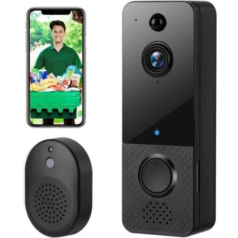 Wireless Doorbell with Camera, 1080P WiFi Wireless Video Intercom with Chime, Night Vision Support